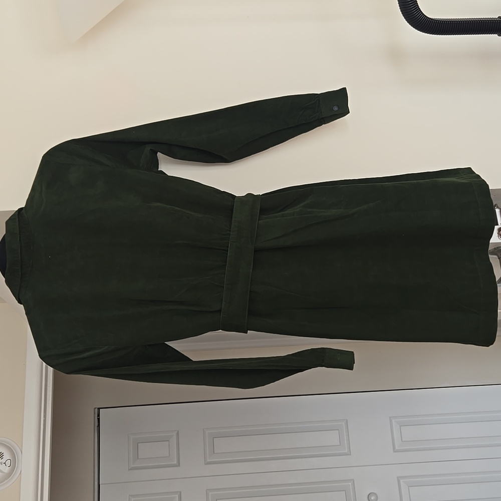 J.Crew Pine Green Corduroy Shirt Dress Belted Long Sleeve NWT Size 2 - Picture 7 of 17